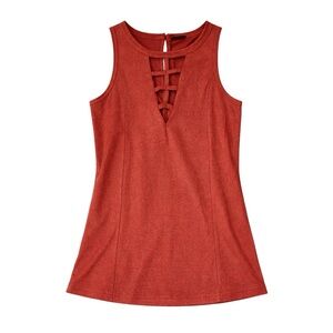 BKE Red Marsala Lattice Front Tank Top Medium NWT Buckle Sleeveless Ribbed